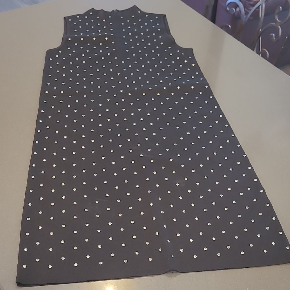Nic+Zoe sz M Chic black metallic Polka-dot Dot Sleeveless Dress